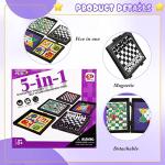 5-in-1 Magnetic Travel Checkers and Chess Set
