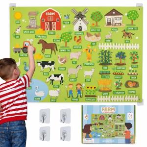 Bonnyco Fuzzy Felt Board with 92 Farm Animals