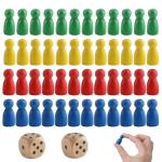 Wooden Pawns and Dice for Family Board Games