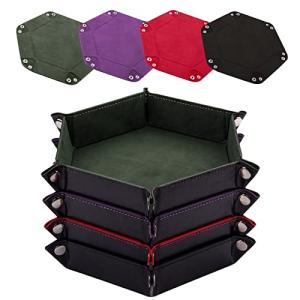 SIQUK Hexagon Folding Dice Tray Set – 4 Colors