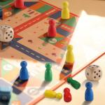 Wooden Pawns and Dice for Family Board Games
