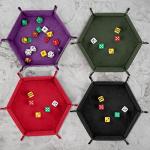 SIQUK Hexagon Folding Dice Tray Set – 4 Colors