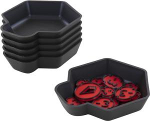 6 Black Token Trays for Board Games