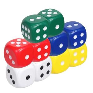 Set of 10 Colorful 6-Sided Replacement Dice