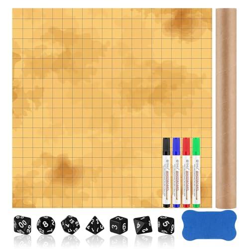 Dungeon Grid Game Mat dubbelzijdige RPG-mat, 50x50 cm, droogwismat