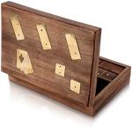 Wooden Card Box Set with Dice and Dominoes