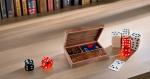 Wooden Card Box Set with Dice and Dominoes