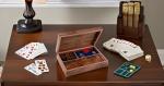 Wooden Card Box Set with Dice and Dominoes