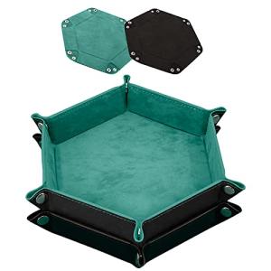 Hexagonal Dice Trays - Folding PU Leather Set