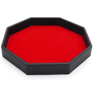 Black Leather and Red Velvet Octagon Dice Tray