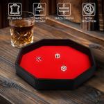 Black Leather and Red Velvet Octagon Dice Tray