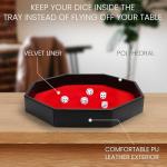 Black Leather and Red Velvet Octagon Dice Tray