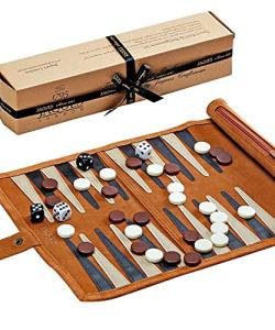 Luxury Roll Up Travel Backgammon Set by Jaques