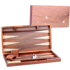 Classic Wooden Backgammon Set with Checkers Pieces