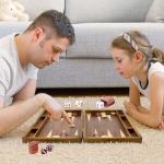Classic Wooden Backgammon Set with Checkers Pieces