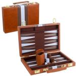 Portable Brown Backgammon Set for 2 Players