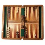 Wooden Inlaid Backgammon Set with Pieces and Dice