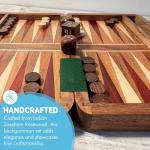 Wooden Inlaid Backgammon Set with Pieces and Dice