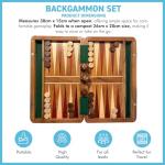 Wooden Inlaid Backgammon Set with Pieces and Dice