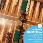 Wooden Inlaid Backgammon Set with Pieces and Dice