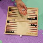 3-in-1 Folding Wooden Chess, Checkers, Backgammon Game