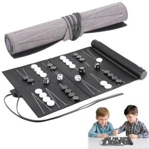 Starvortex Luxury Roll-Up Travel Backgammon Set