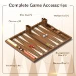 Wooden Folding Backgammon Set for Travel Fun
