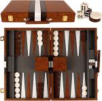 Elegant 15-Inch Leather Backgammon Set for All Ages