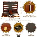 Elegant 15-Inch Leather Backgammon Set for All Ages