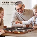Elegant 15-Inch Leather Backgammon Set for All Ages