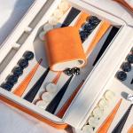 Portable Backgammon Set with Folding Case - Orange