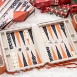 Portable Backgammon Set with Folding Case - Orange
