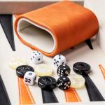 Portable Backgammon Set with Folding Case - Orange