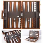 Travel Backgammon Set with Leather Case for 2