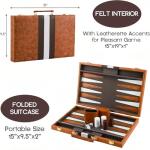 Travel Backgammon Set with Leather Case for 2
