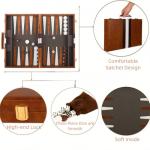 Travel Backgammon Set with Leather Case for 2