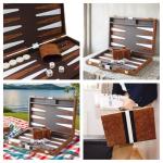 Travel Backgammon Set with Leather Case for 2