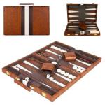 Travel Backgammon Set with Leather Case for 2
