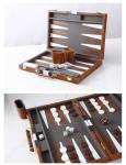 Travel Backgammon Set with Leather Case for 2
