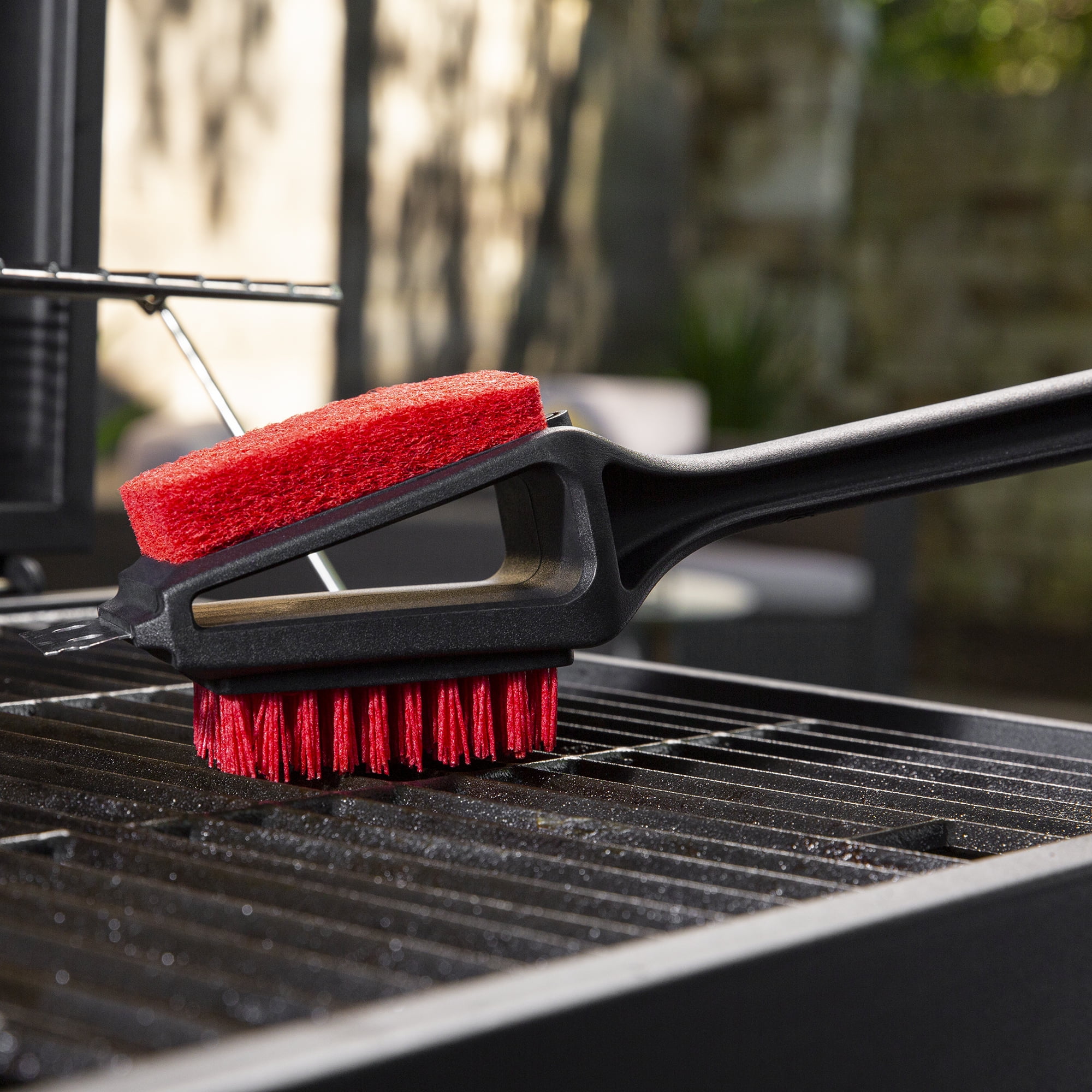 3 in 1 Grill Brush with Steel Scraper