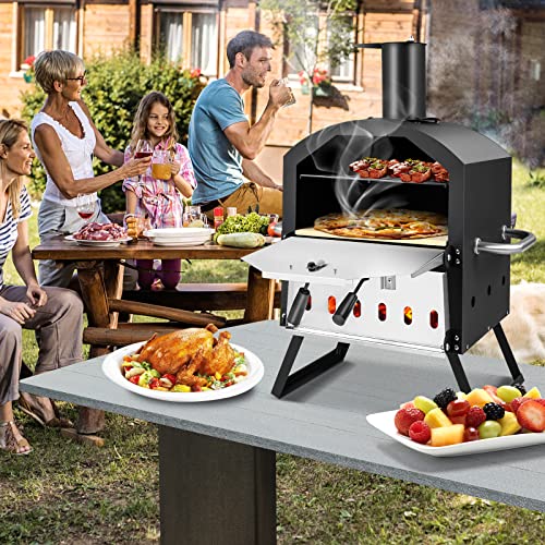 Giantex Outdoor Wood-Fired Pizza Oven with Stand