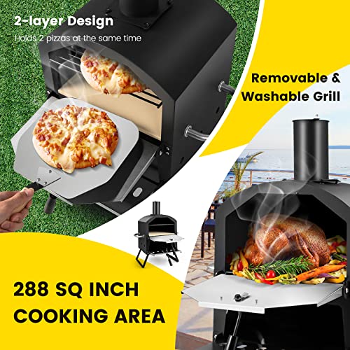 Giantex Outdoor Wood-Fired Pizza Oven with Stand
