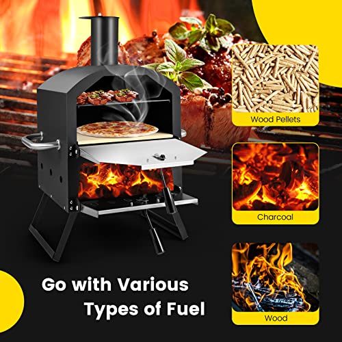 Giantex Outdoor Wood-Fired Pizza Oven with Stand