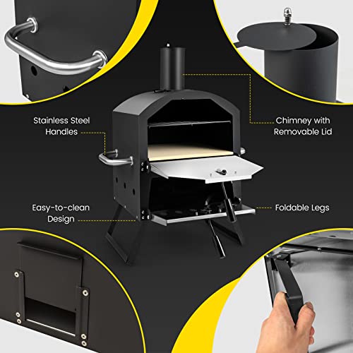 Giantex Outdoor Wood-Fired Pizza Oven with Stand