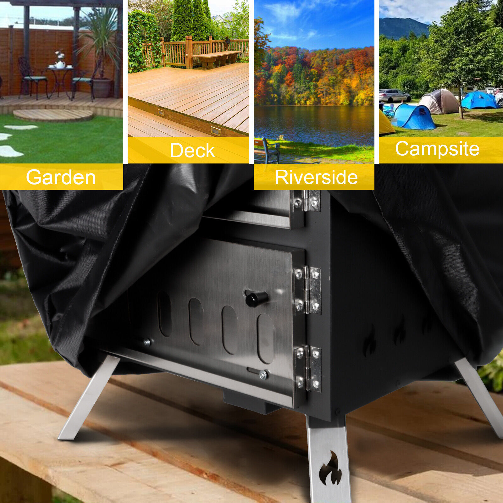 Portable Wood Fired Outdoor Pizza Oven with Foldable Legs