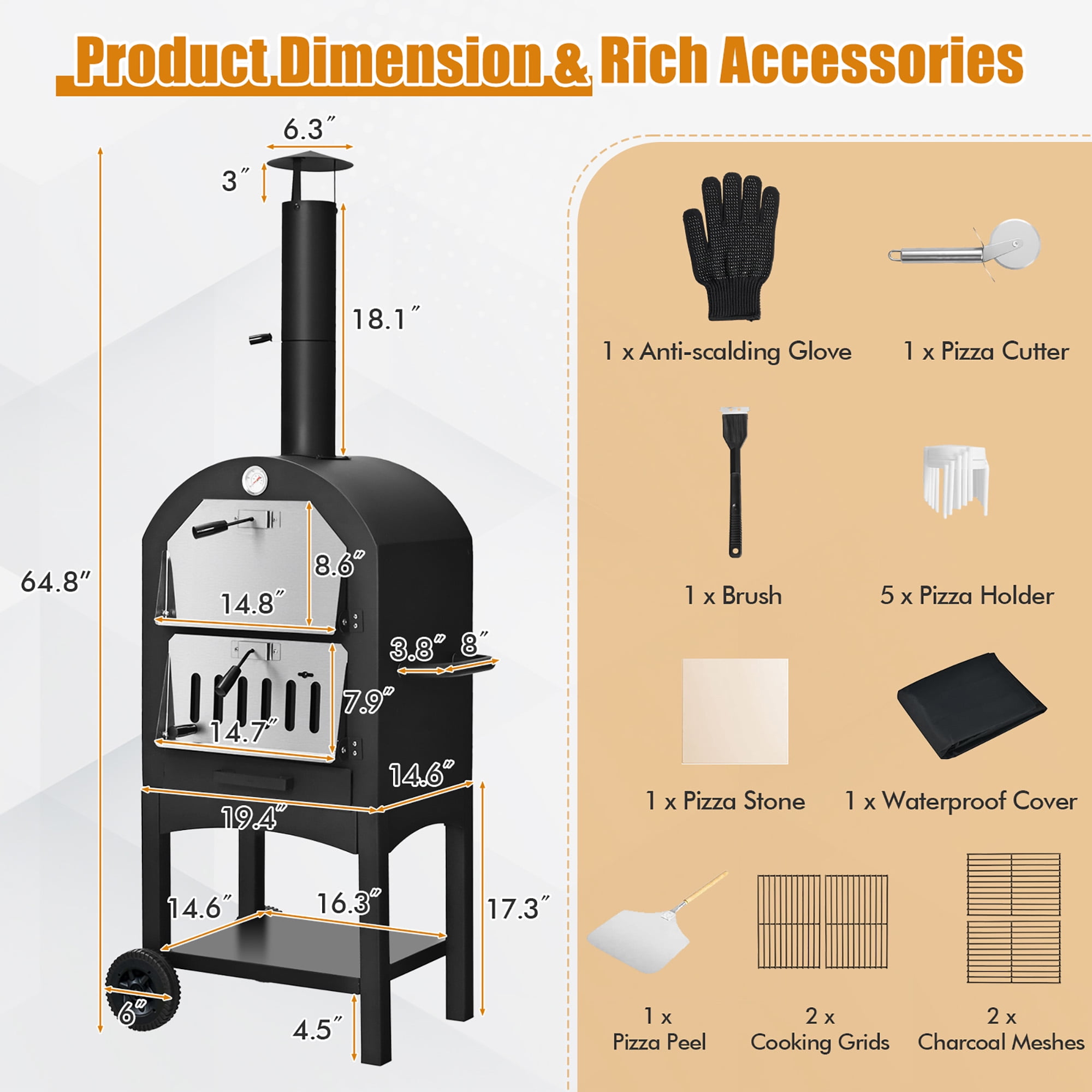 Costway Outdoor Wood Fire Pizza Oven Grill