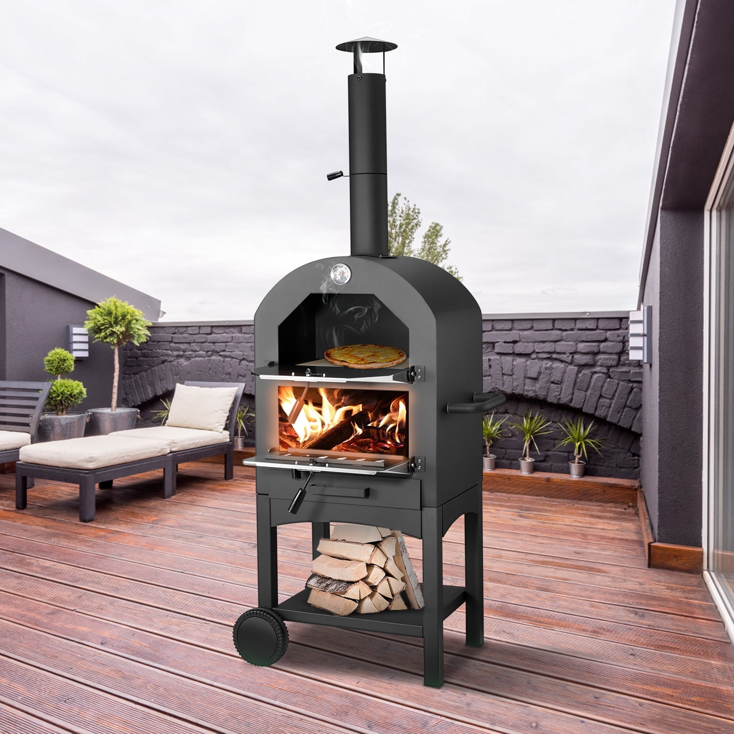 Danrelax Wood Fire Outdoor Pizza Oven with Cover