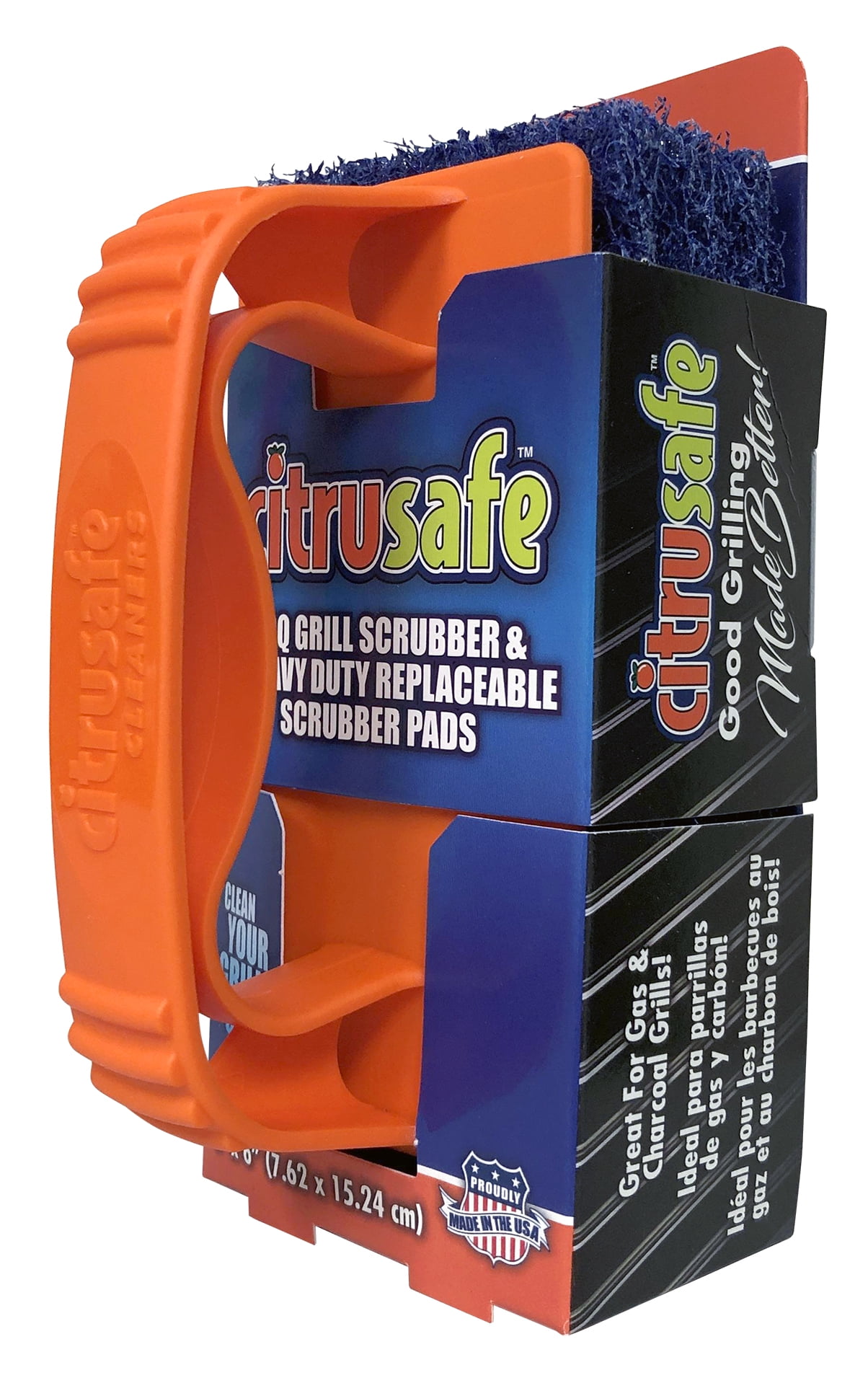 Citrusafe BBQ Grill Scrubber with 3 Blue Scrubber Pads