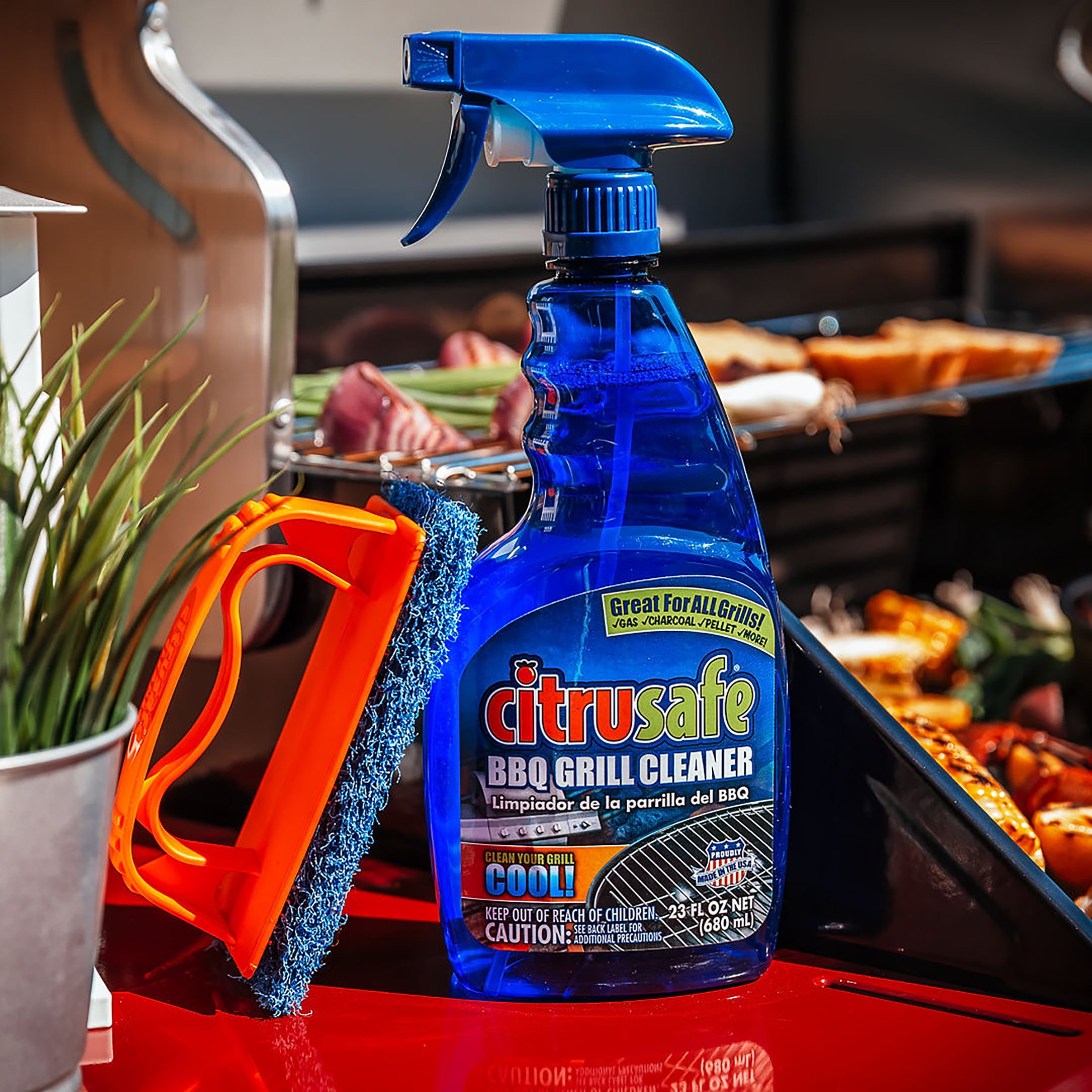 Citrusafe BBQ Grill Scrubber with 3 Blue Scrubber Pads
