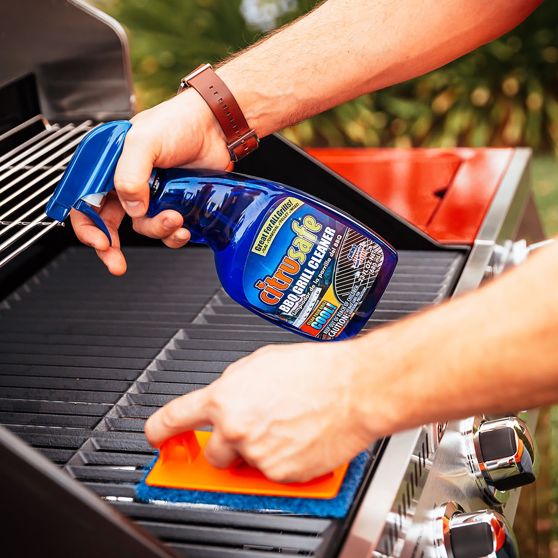 Citrusafe BBQ Grill Scrubber with 3 Blue Scrubber Pads
